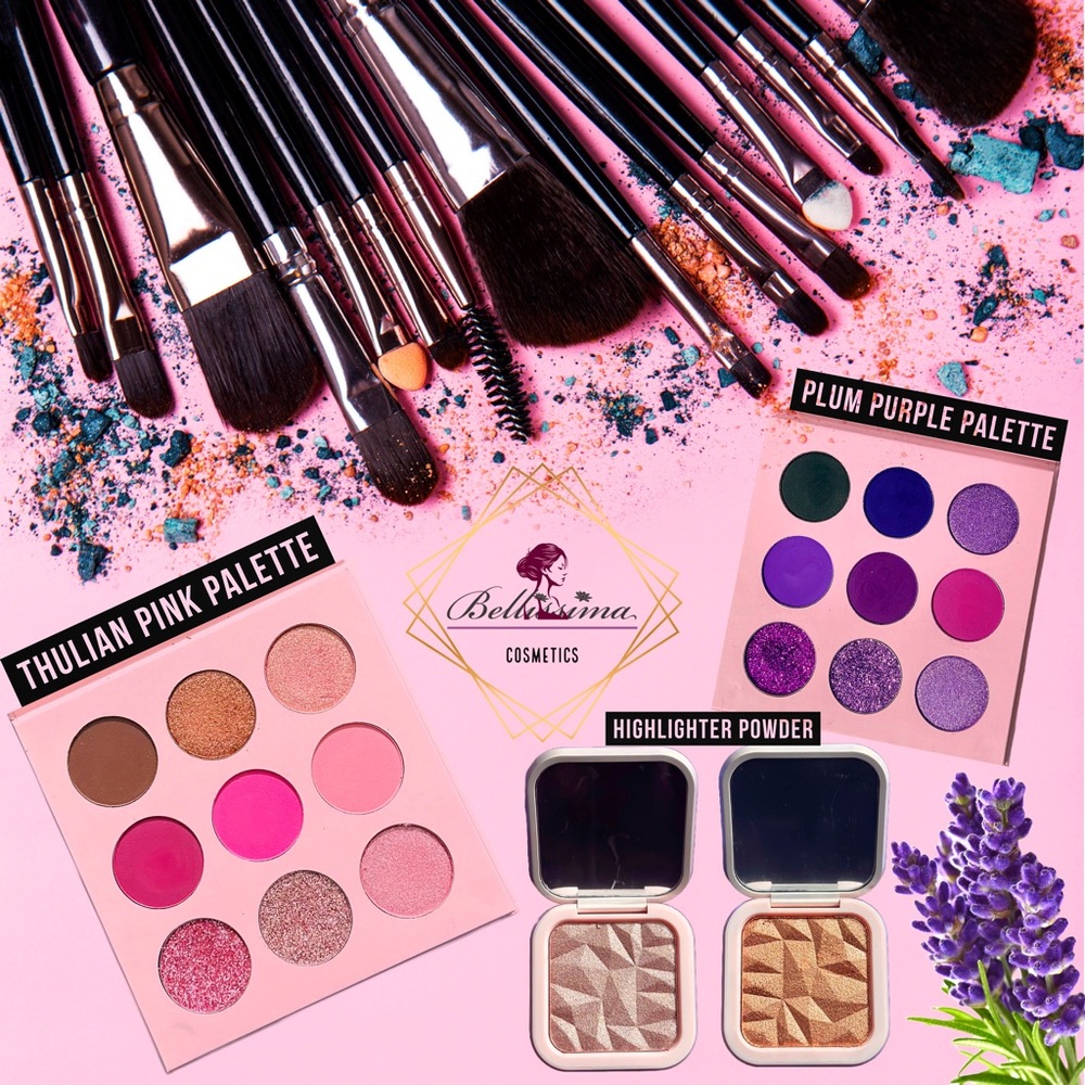 9-Pan Eyeshadow Palette and Shimmering Highlighter. Cruelty-free and Vegan 🐰🍃